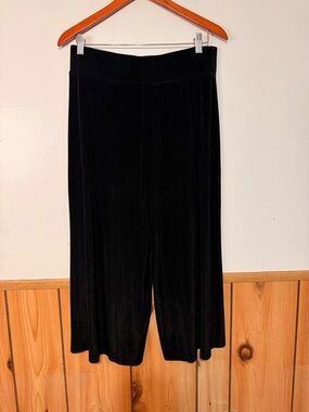 Chico's Black Velvet Wide-Leg Track Pants